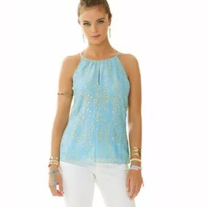 Lilly Pulitzer Del Mar Silk Jacquard Halter Top